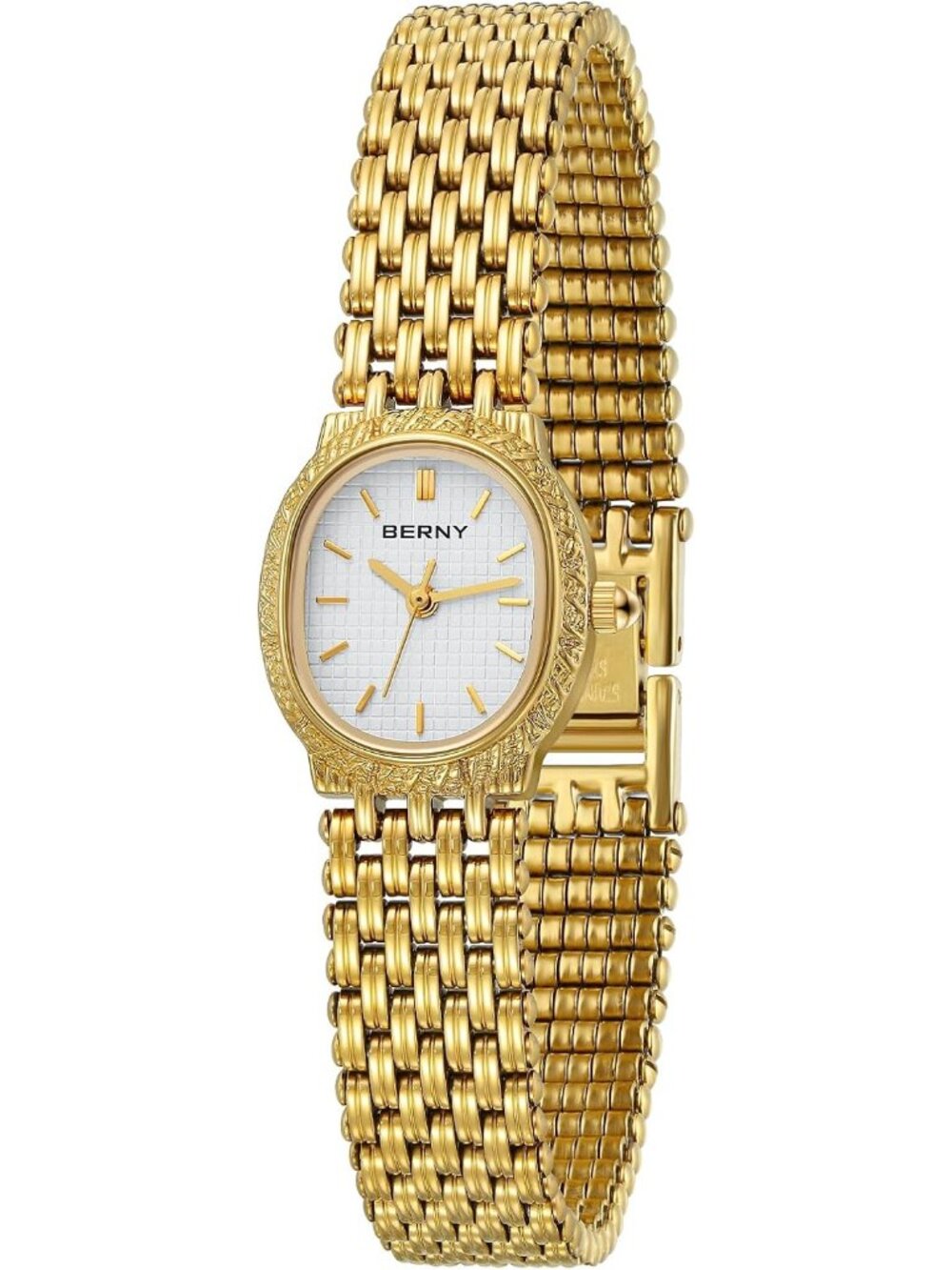 Women’s White Vintage Gold Dainty Bracelet Jewelry Clasp Quartz Wristwatch